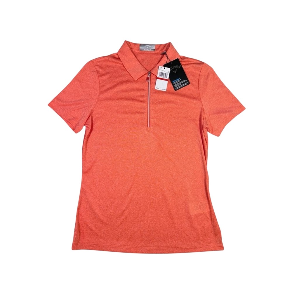 NWT Callaway Women XS Coral Firelight Heather Zip Collar Golf Polo Activewear